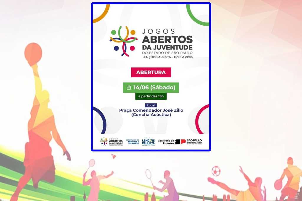 Abertura dos Jogos da Juventude acontece no sábado, 14 de junho, na Concha Acúst...