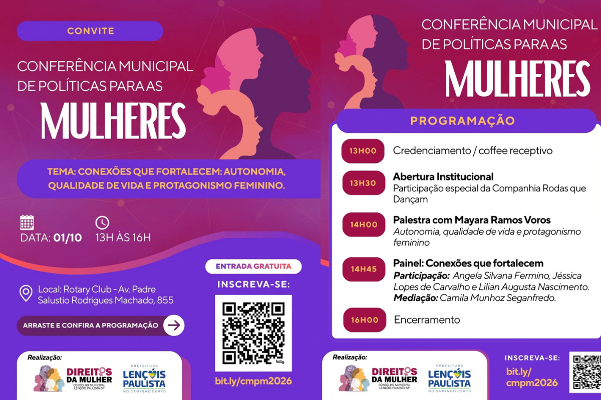 A programação foi organizada para proporcionar um espaço de acolhimento, reflexão, troca de experiências e valorização das diferentes trajetórias femininas