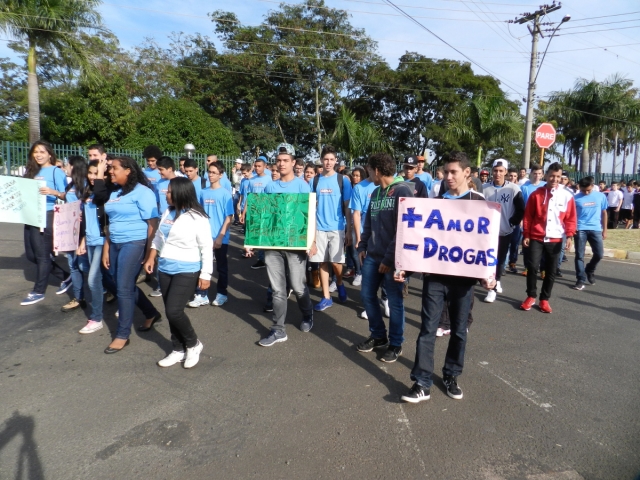 Estudantes carregaram cartazes e cantaram músicas destacando o tema