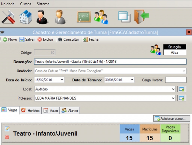 Inscrições para os cursos oferecidos pela Diretoria de Cultura já foram realizadas pelo  novo  sistema