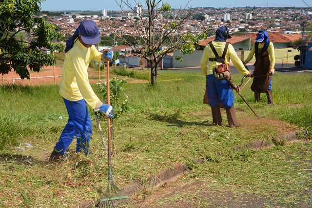 Manutenção em área verde no Jardim Monte Azul, entre as ruas Guaianazes e Abramo Zacarias