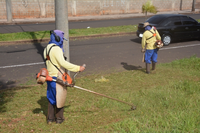 Trecho do canteiro da Jácomo NIcolau Paccola que passou por manuitenção e limpeza nesta terça