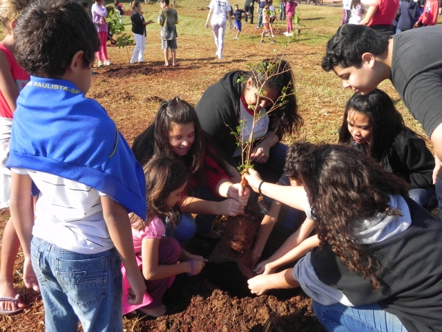 Crianças e adolescentes participaram do plantio na Cecap e no Núcleo