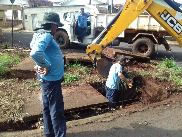 Equipe de limpeza contou com auxílio de uma retroescavadeira