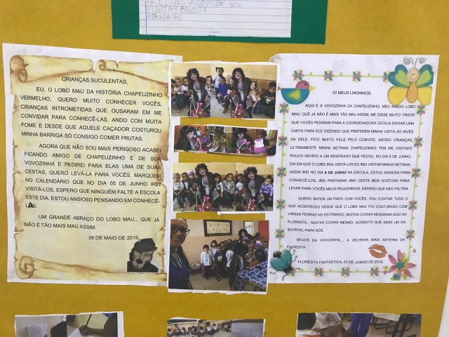 As crianças são convidadas e incentivadas a ouvir leituras e contação de histórias