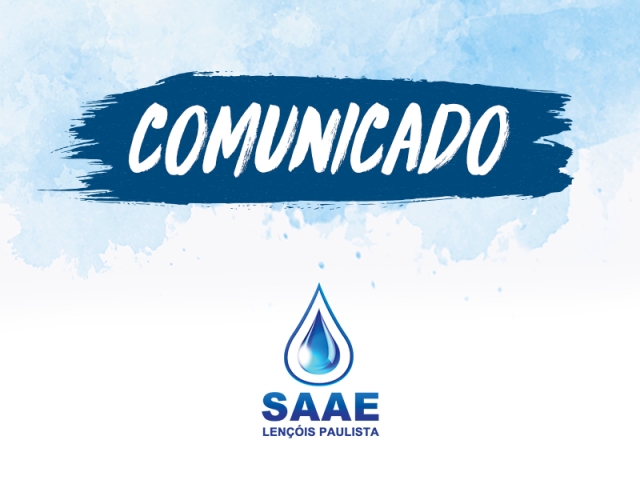 Saae informa que abastecimento de água será reestabelecido às 12h desta quarta-feira