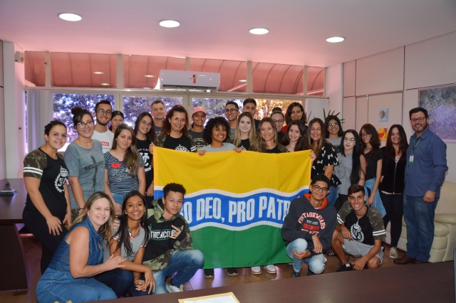 Prado durante encontro realizado nesta quarta-feira com os alunos do Colégio Virgílio Capoani