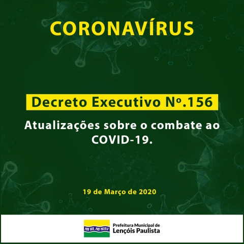 Decreto Executivo apresenta novas medidas de combate ao novo Coronavírus