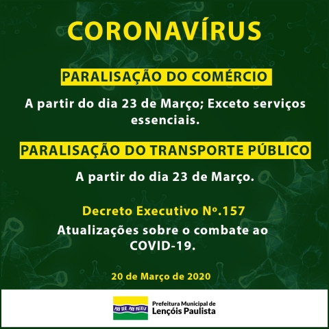 Decreto Executivo impõe novas medidas ao enfrentamento do Cornavírus