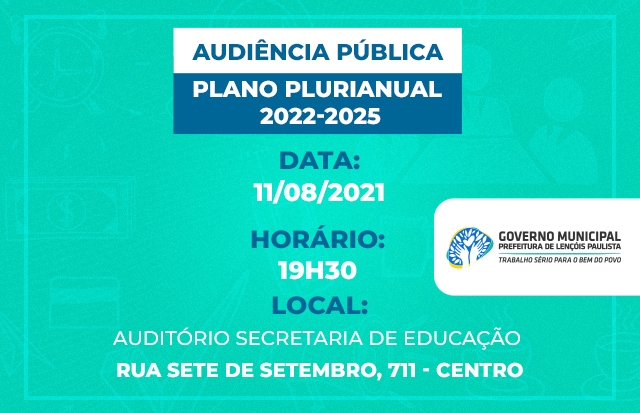 Audiência será realizada no formato presencial mas com protocolos de saúde no auditório da Secretaria de Educação
