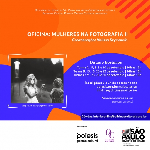 Mulheres na Fotografia é uma das oficinas que serão oferecidas no mês de setembro