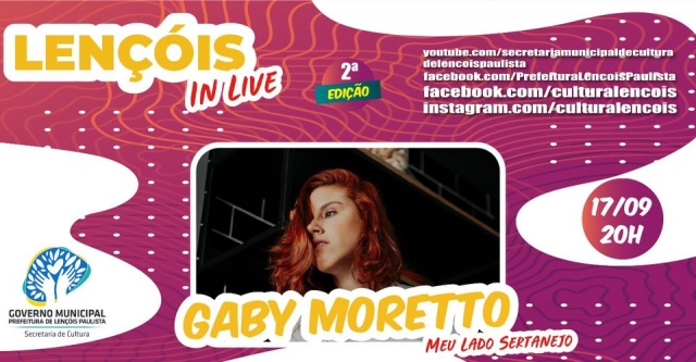 Apresentação será transmitida pelas páginas da Secretaria de Cultura e Prefeitura de Lençóis Paulista