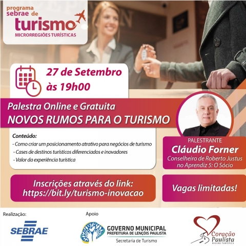 Inscrições para a palestra são limitadas e devem ser feitas pela Internet