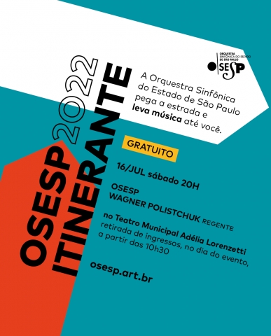 Ingressos podem ser retirados apenas no dia do evento, partir das 10:30h, no Teatro Municipal