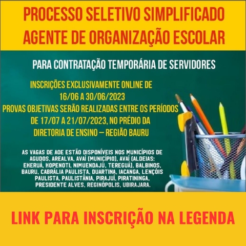 Prazo para o processo seletivo vai até sexta-feira, 30