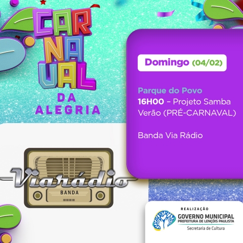 Banda Viá Rádio se apresenta no domingo, 4, no anfiteatro do Parque do Povo