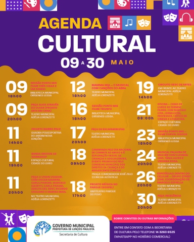 Espetáculos de música, teatro, exibição de filmes e circuito SESC de Artes são destaques da agenda cultural no mês de maio