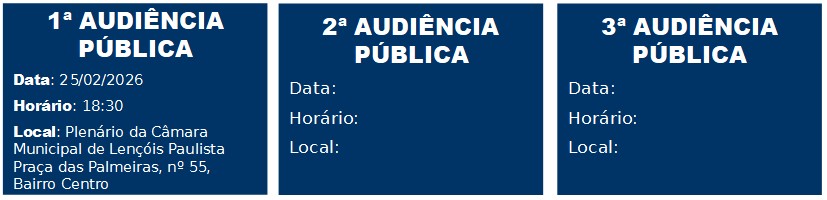 Datas e locais das audiências