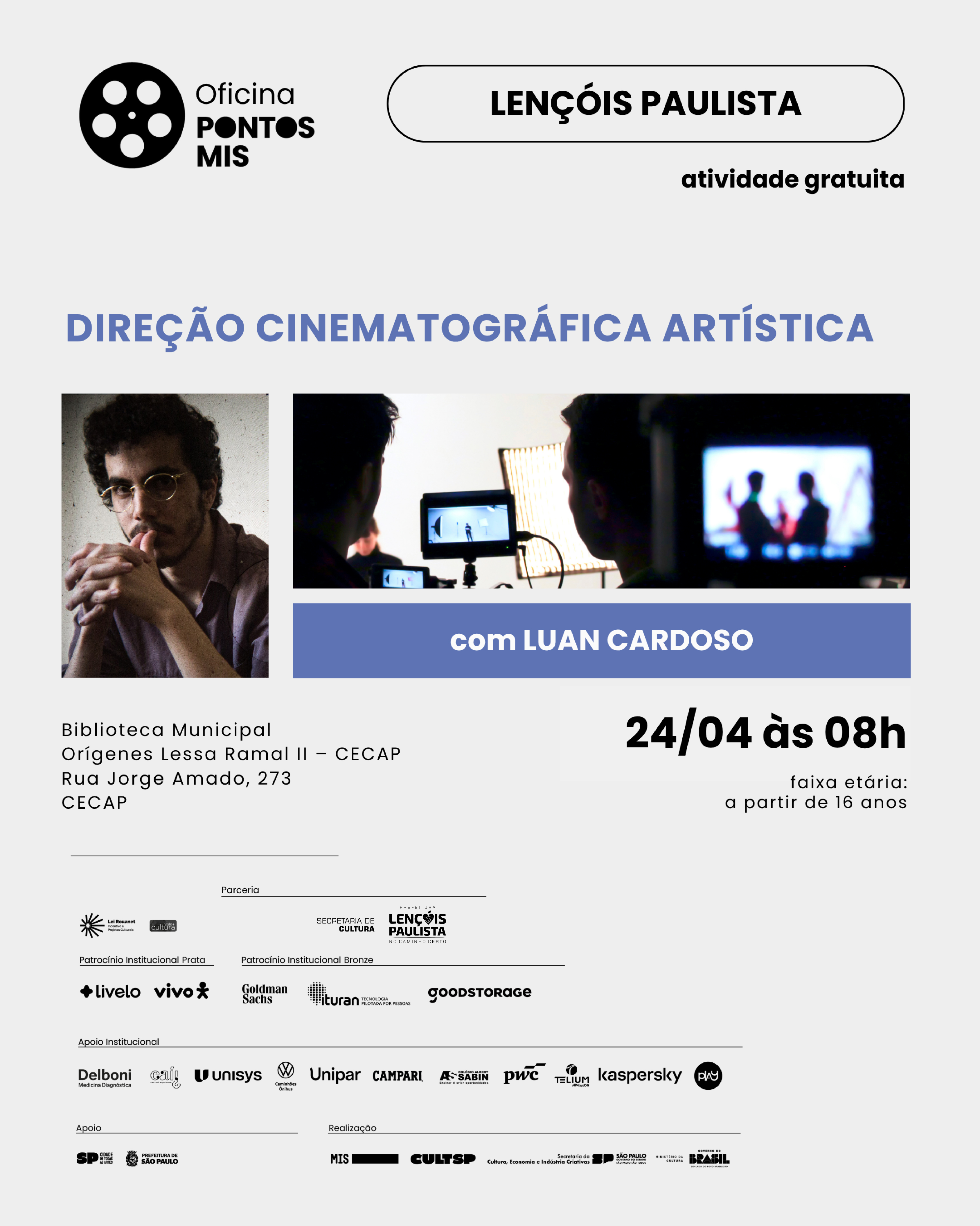 Oficina Pontos MIS - Direção Cinematográfica Artística com Luan Cardoso